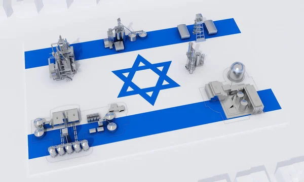 Industrial plants on flag Israel — Stock Photo, Image