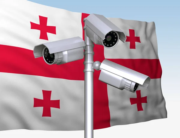 Gruppo di videocamere su sfondo di bandiera della Georgia — Foto Stock