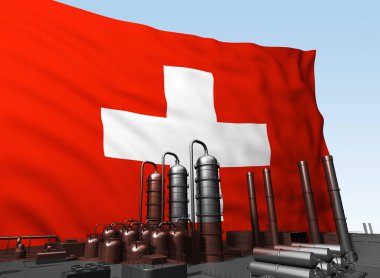 bayrak Isviçre önünde siyah fabrika