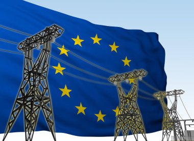 Avrupa 'nın arka plan bayrağı karşı güç hatları