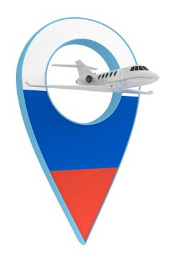 pin navigasyon bayrağı ile özel uçak Rusya