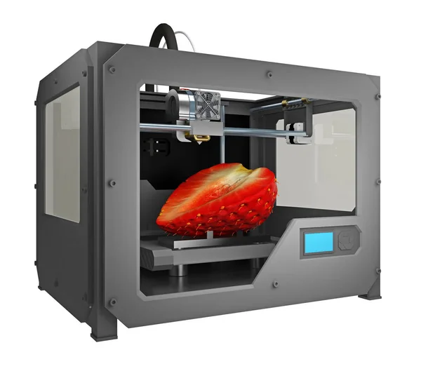 Impresora 3d imprime fresas — Foto de Stock