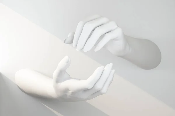 手势与两只白手拿着一个无形的 — 图库照片