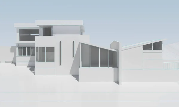 Biały nowoczesny dom bez tekstur — Zdjęcie stockowe