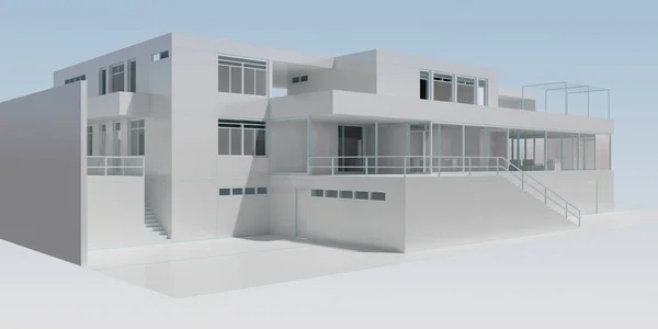 Biały nowoczesny dom bez tekstur — Zdjęcie stockowe
