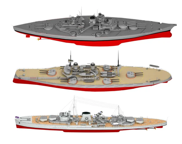 一套战舰隔离在白色 — 图库照片