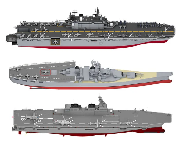 一套航空母舰隔离在白色 — 图库照片