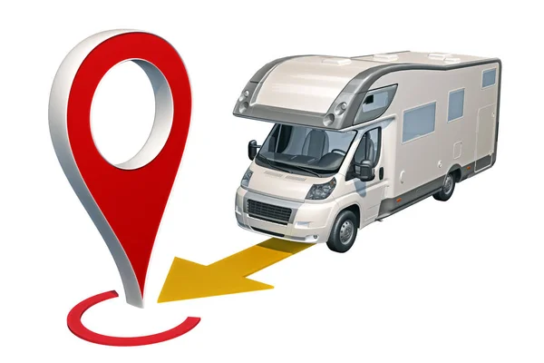 Paseos en coche de camping a punto pin mapa — Foto de Stock