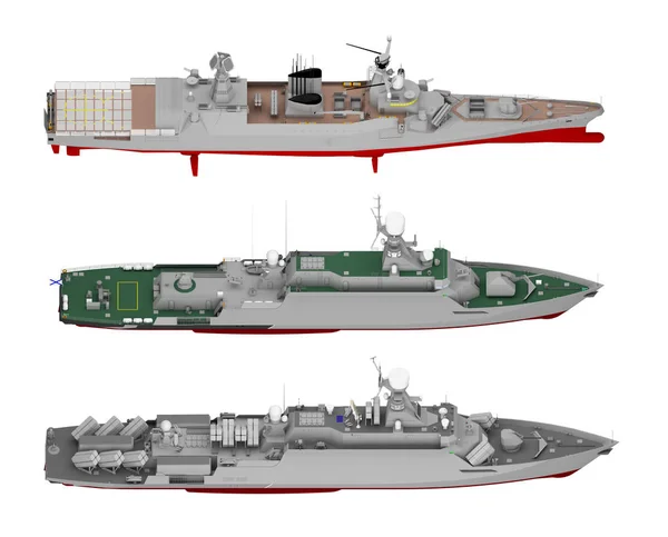 一套战舰隔离在白色 — 图库照片