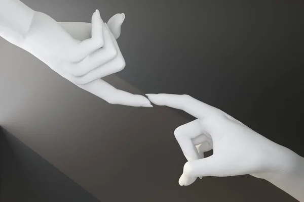 Белая рука касается пальца на другой руке — стоковое фото