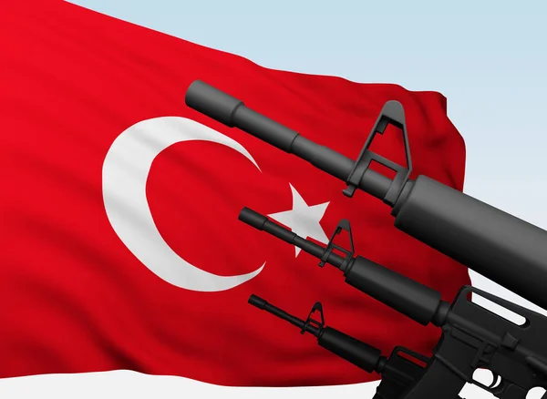 带有土耳其国旗的机枪 — 图库照片