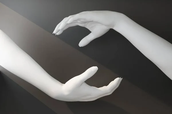 Gesture with two white hands holding an invisible — Stock Photo, Image