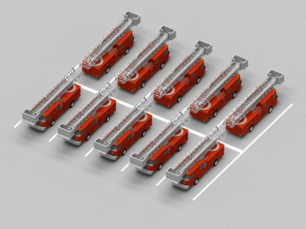 Parking z wozami strażackimi — Zdjęcie stockowe