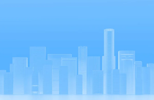 Group Skyscraper Blue Tinted Rendering — Stock Photo, Image