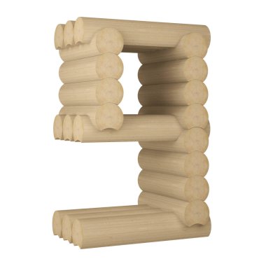 9 numara izole edilmiş, yuvarlak kerestelerin yapımı. 3d oluşturma