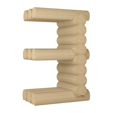 3 numaralı figürdeki yuvarlak kerestelerin yapımı izole edilmiş. 3d oluşturma