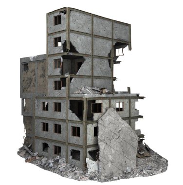 Beyazlara izole edilmiş alçak katlı bir bina. 3d oluşturma