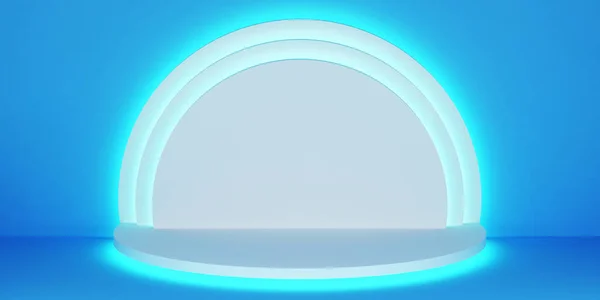 Pastel Stage Podium Semicircular Segments Backlit Colors Rendering — Stock Photo, Image