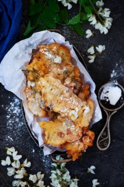 Akasya fritters.style rustic.selective odak çiçek