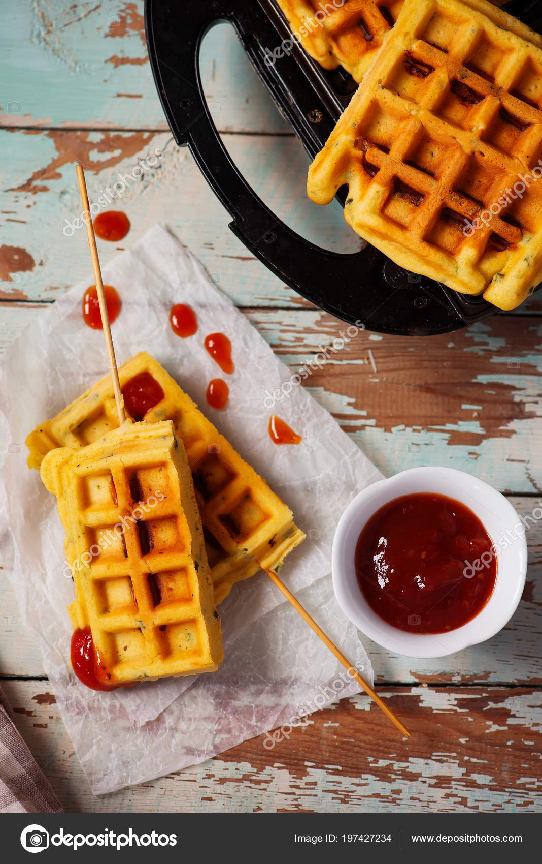Waffle Corn Dogs Style Rustic Selective Focus Stock Photo C Zoryanchik 197427234