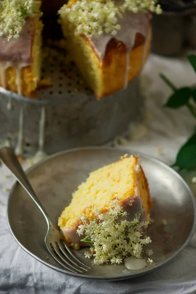 Vlierbloesem Oranje Bundt Cake Vintage Style Selective Focus — Stockfoto