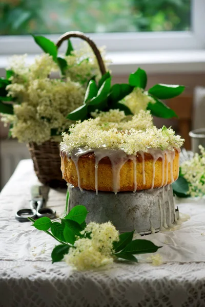 Belderflower Orange Bundt Cake Vintage Style Selective Focus — стоковое фото