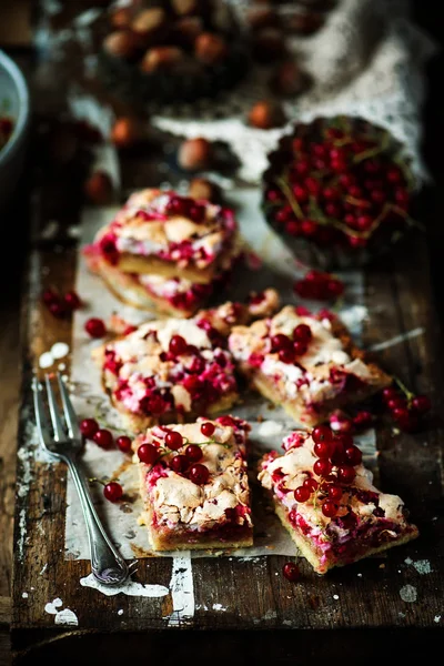 Červený Rybíz Lískových Ořechů Pruhy Style Rustic Selective Zaměření — Stock fotografie