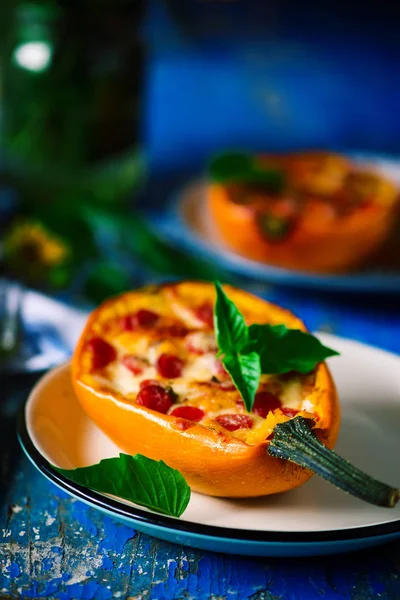 baked spaghetti squash pizza.style rustic..selective focus