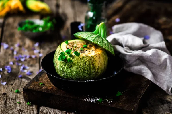 Courgettes Farcies Tuna Style Rustic Selective Focus — Photo