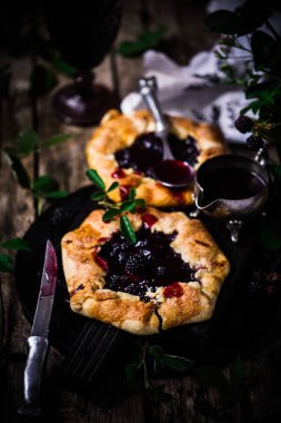 BlackBerry Galette'ye kırmızı şarap Sauce.style rustik ile. seçici odak