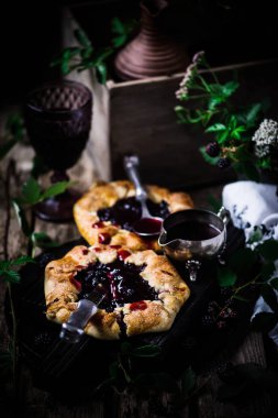 BlackBerry Galette'ye kırmızı şarap Sauce.style rustik ile. seçici odak