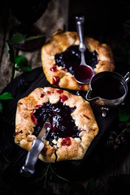 BlackBerry Galette'ye kırmızı şarap Sauce.style rustik ile. seçici odak