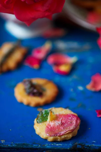 Blütenblätter Saure Sahne Cookies Style Vintage Selektiver Fokus — Stockfoto