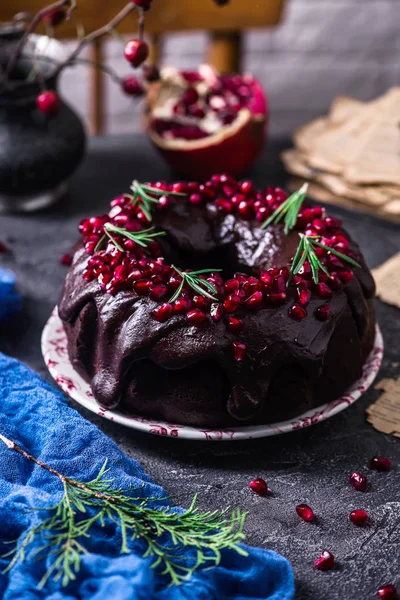 Chockolate Band Kuchen Mit Pomergrenate Style Vintage Selektiver Fokus — Stockfoto