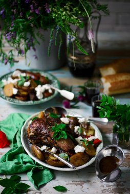 LEMON GARLIC POTATOS LAMB LAMB KLEFTIKO.. style rustic.type