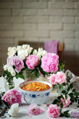 Rubarb German bando pastası. Klasik. seçici odak