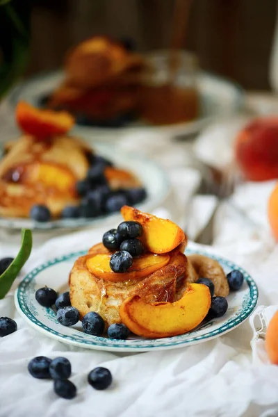 Peach Pancakes Style Vintage Selective Focus — Stock Photo, Image