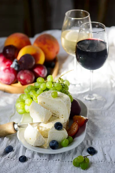 Farmer Camembert Fromage Sur Planche Découper Style Rustic Selective Focus — Photo