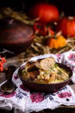 Lahana ruloları, geleneksel Ukrayna lahana ruloları... seçici odak