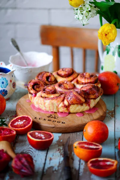 Bloody Orange Bochánky Orange Zest Icing Vintage Style Selective Focus — Stock fotografie