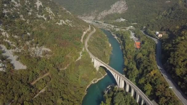 Vue Aérienne Pont Solkan Slovénie — Video