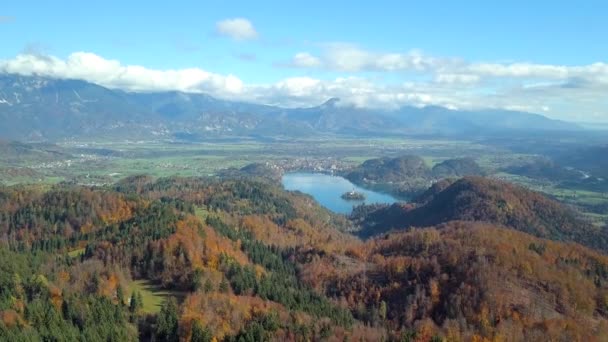 Vista Aérea Lago Sangrado Slovenia — Vídeo de Stock
