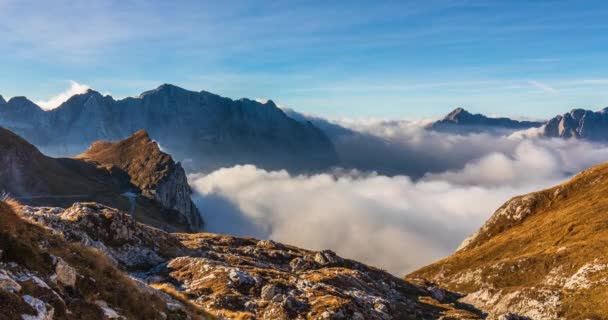 Veduta Aerea Dei Paesaggi Montani Sella Mangart Alpi Giulie Slovenia — Video Stock