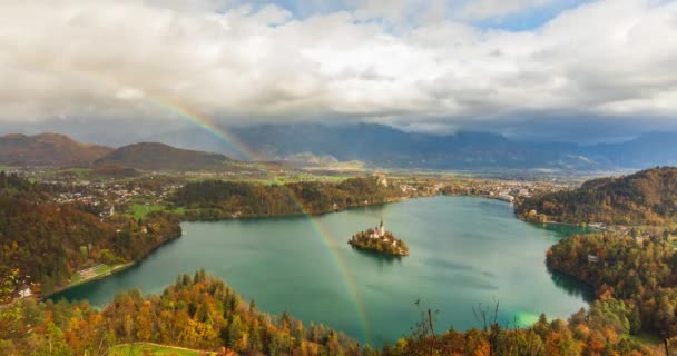 Letecký Pohled Jezero Bled Slovinsko — Stock video