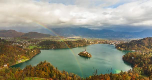 Flygfoto Över Sjön Bled Slovenien — Stockvideo