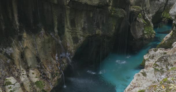 Agua Esmeralda Desfiladero Velika Korita Valle Soca Eslovenia — Vídeo de stock