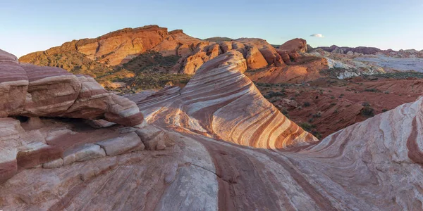 Fire Wave Valley Fire Bij Zonsondergang Usa — Stockfoto