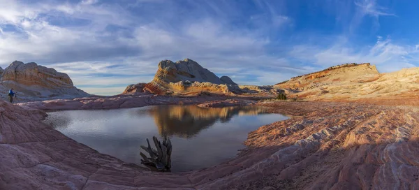 Pôr Sol Bolso Branco Monumento Nacional Dos Penhascos Vermillion Arizona — Fotografia de Stock