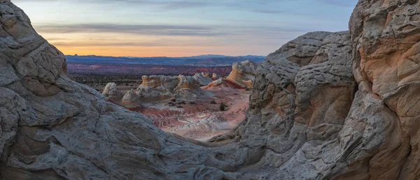 Ηλιοβασίλεμα Στη Λευκή Τσέπη Στο Εθνικό Μνημείο Των Βράχων Αριζόνα — Φωτογραφία Αρχείου