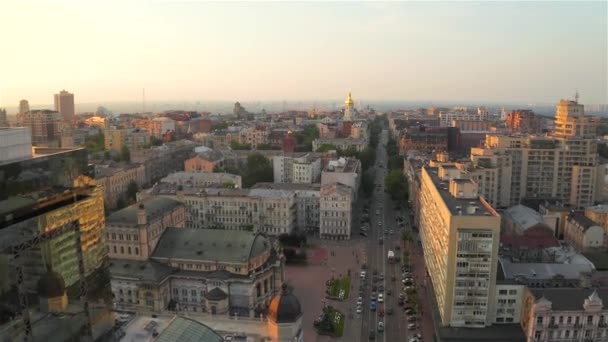 Légi Kilátás Vladimirsky Katedrális Naplementekor Kijev Ukrajna — Stock videók